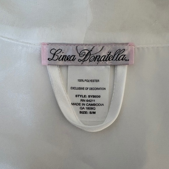 Linea Donatella White Satin Lace Sequin Bridal Robe SYB030 Womens SM - Picture 5 of 5